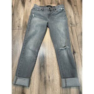 Lucky Brand Lolita Skinny Jeans Womens 4/27 Long Gray Casual Distressed Raw Hem